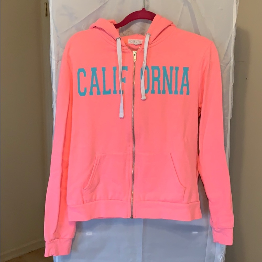Pink zip up hoodie from Forever 21